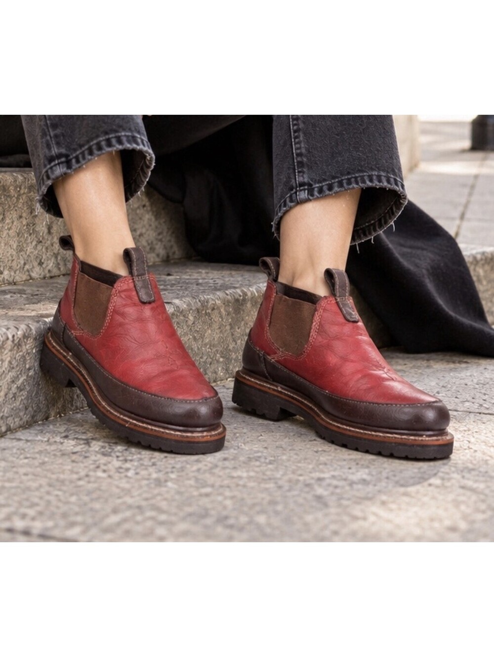 Georgia Giant GR185 Womens 8.5 M Romeo Red Leather Slip On Work Shoes Boots